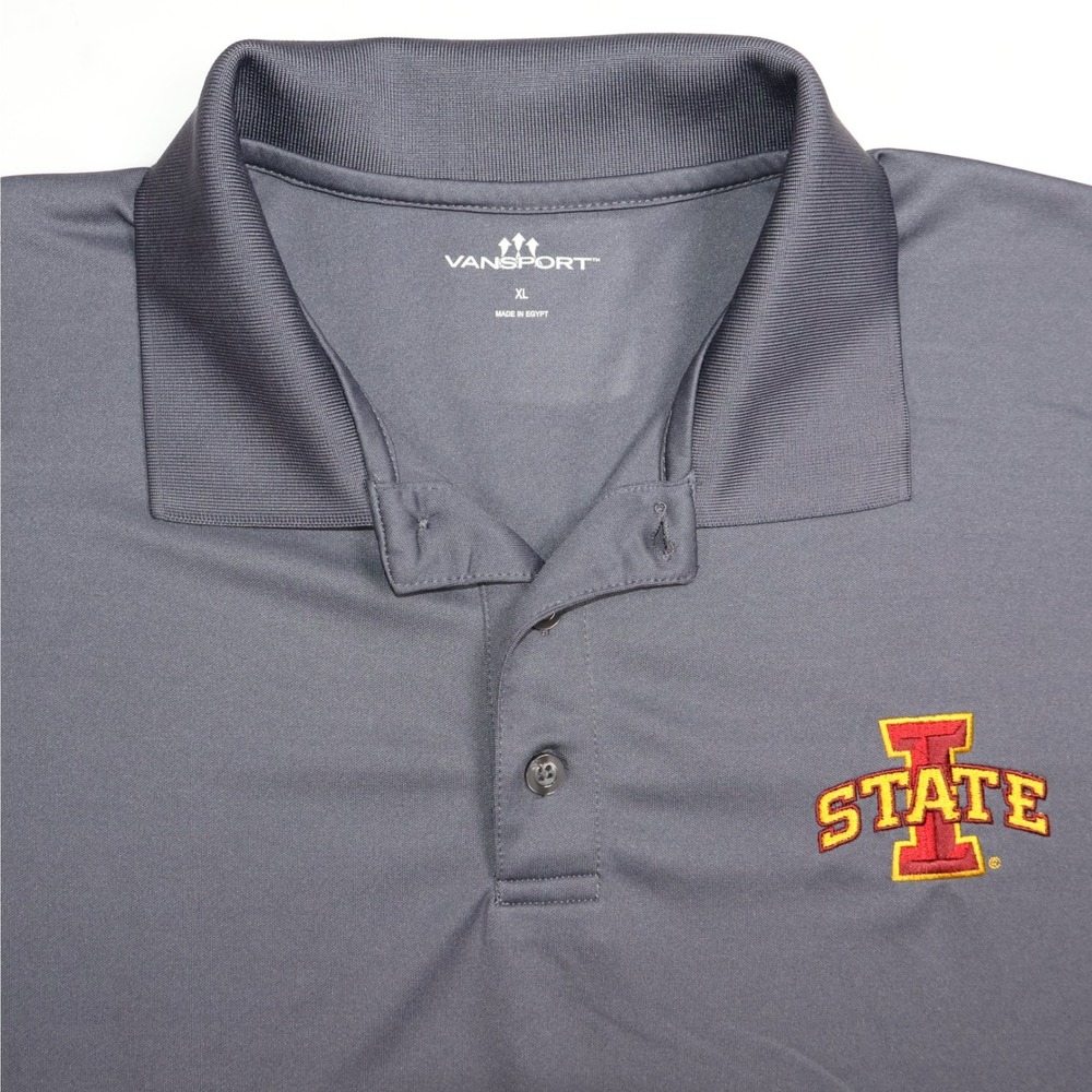 Vansport Iowa State Cyclones Polo Shirt Mens XL Grey Short Sleeve Polyester